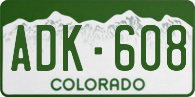 CO license plate ADK608