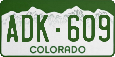 CO license plate ADK609