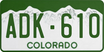 CO license plate ADK610