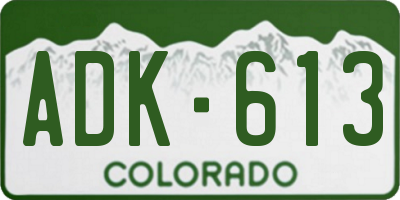 CO license plate ADK613