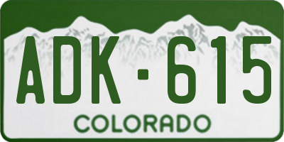 CO license plate ADK615