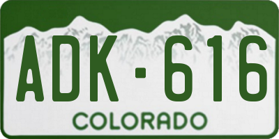 CO license plate ADK616