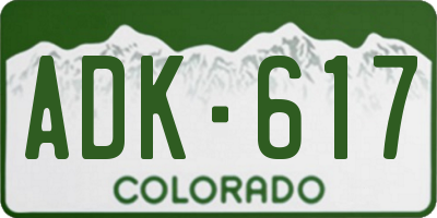 CO license plate ADK617