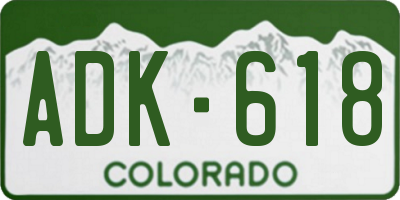 CO license plate ADK618