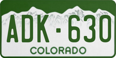 CO license plate ADK630
