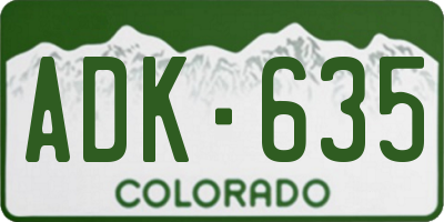CO license plate ADK635