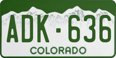CO license plate ADK636