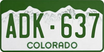 CO license plate ADK637