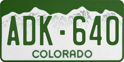 CO license plate ADK640