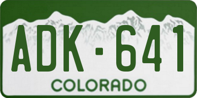 CO license plate ADK641