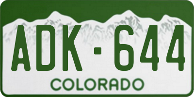 CO license plate ADK644