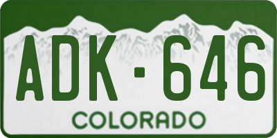CO license plate ADK646