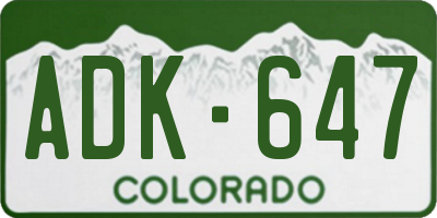 CO license plate ADK647