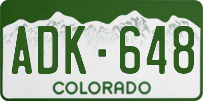 CO license plate ADK648