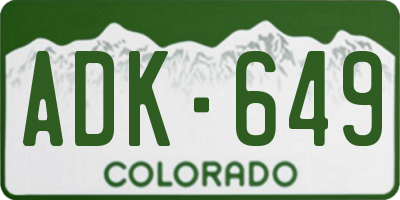 CO license plate ADK649