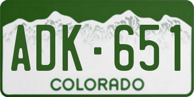 CO license plate ADK651