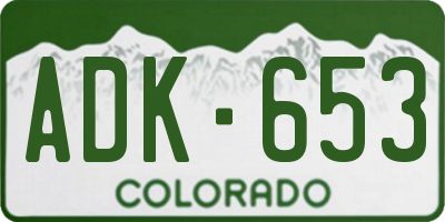 CO license plate ADK653