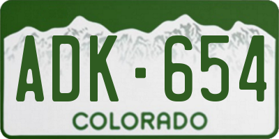 CO license plate ADK654