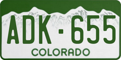 CO license plate ADK655