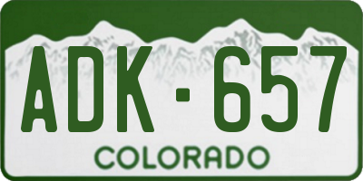 CO license plate ADK657