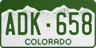 CO license plate ADK658