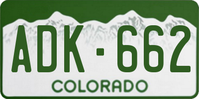 CO license plate ADK662