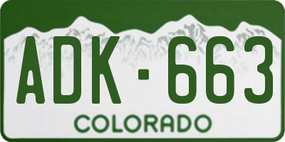 CO license plate ADK663