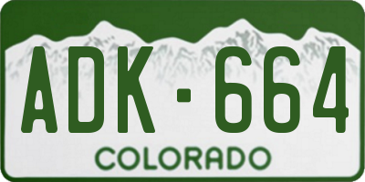 CO license plate ADK664