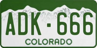 CO license plate ADK666
