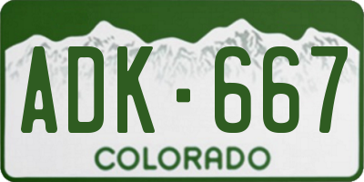 CO license plate ADK667