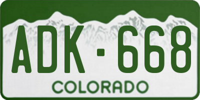 CO license plate ADK668