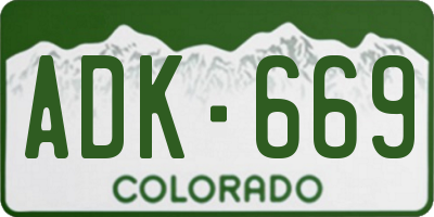 CO license plate ADK669