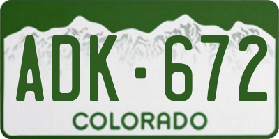 CO license plate ADK672