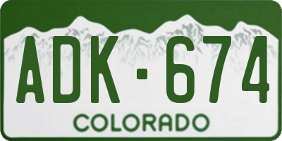 CO license plate ADK674