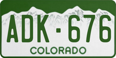 CO license plate ADK676
