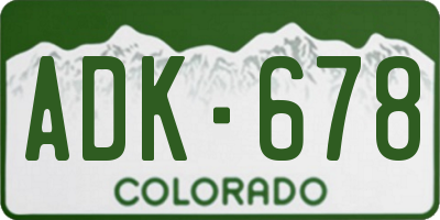CO license plate ADK678
