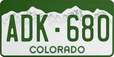 CO license plate ADK680