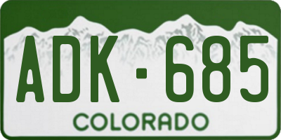 CO license plate ADK685