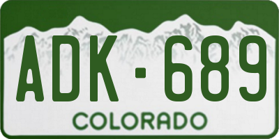CO license plate ADK689