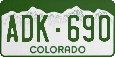 CO license plate ADK690