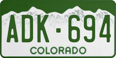 CO license plate ADK694