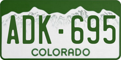 CO license plate ADK695