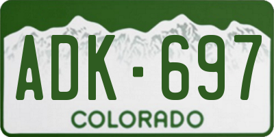 CO license plate ADK697