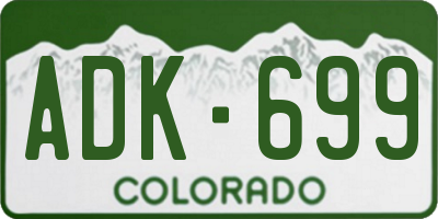 CO license plate ADK699