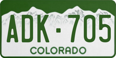 CO license plate ADK705