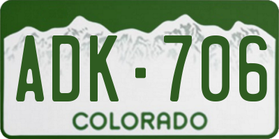 CO license plate ADK706