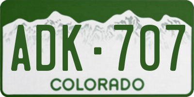 CO license plate ADK707