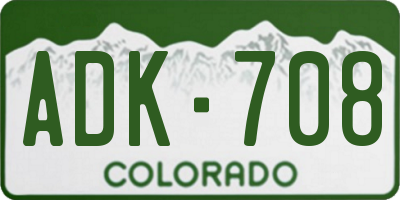 CO license plate ADK708