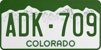 CO license plate ADK709