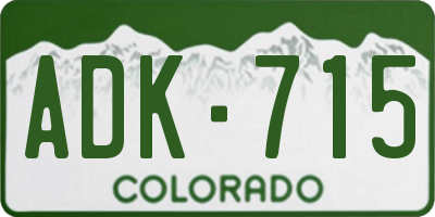 CO license plate ADK715
